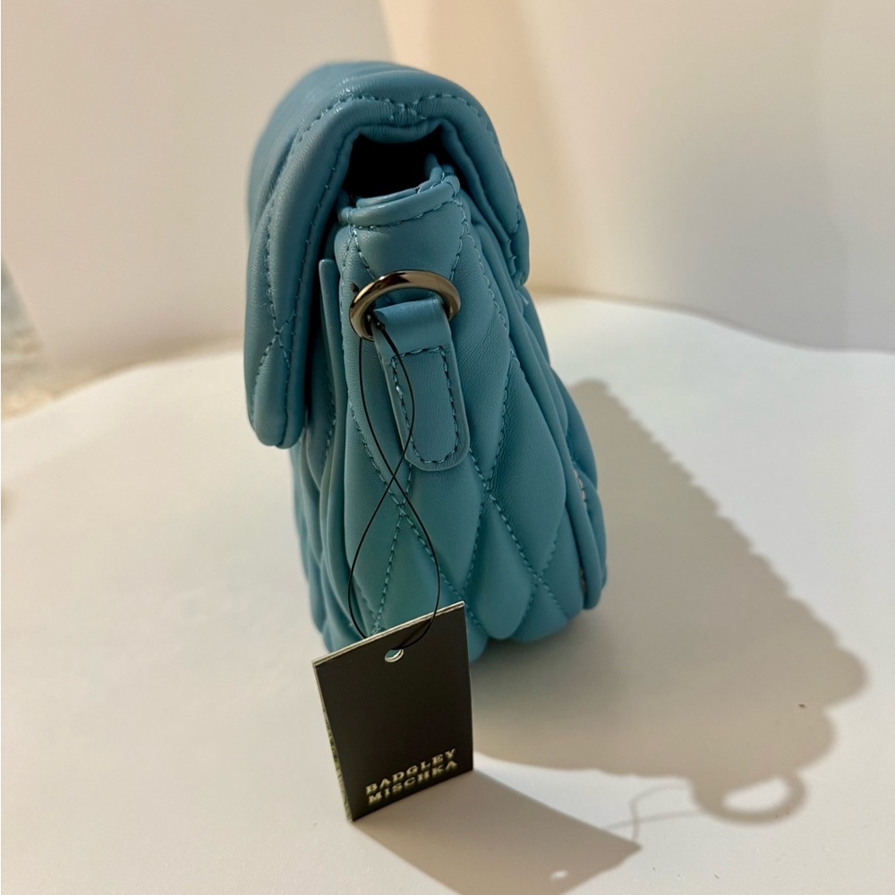 Badgley Mischka Teal Quilted Crossbody Bag - Picture 5 of 7